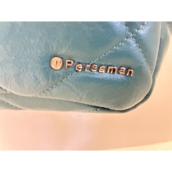 Persaman New York Quilted Teal Green Leather Satchel Bag Purse - Picture 3 of 9